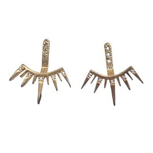 Cubic Zirconia Gold Plated Spiked Ear Jackets.